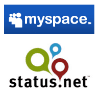 myspace and status.net logos
