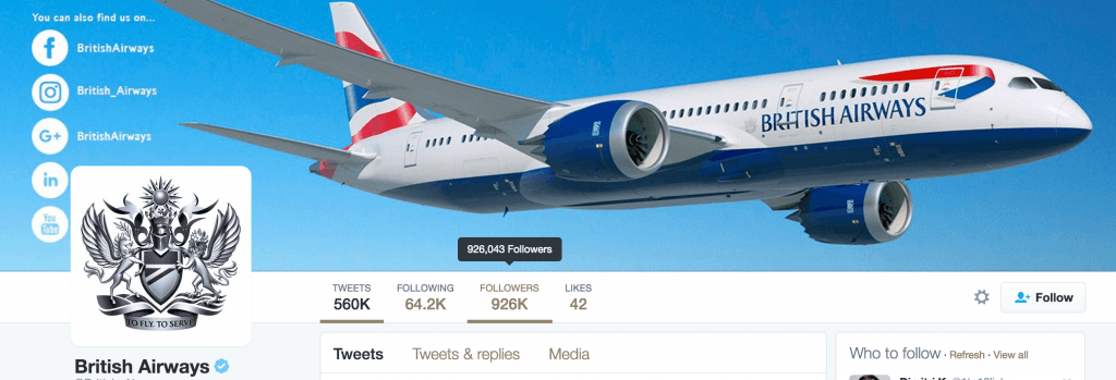 Image of British Airways Twitter headers template
