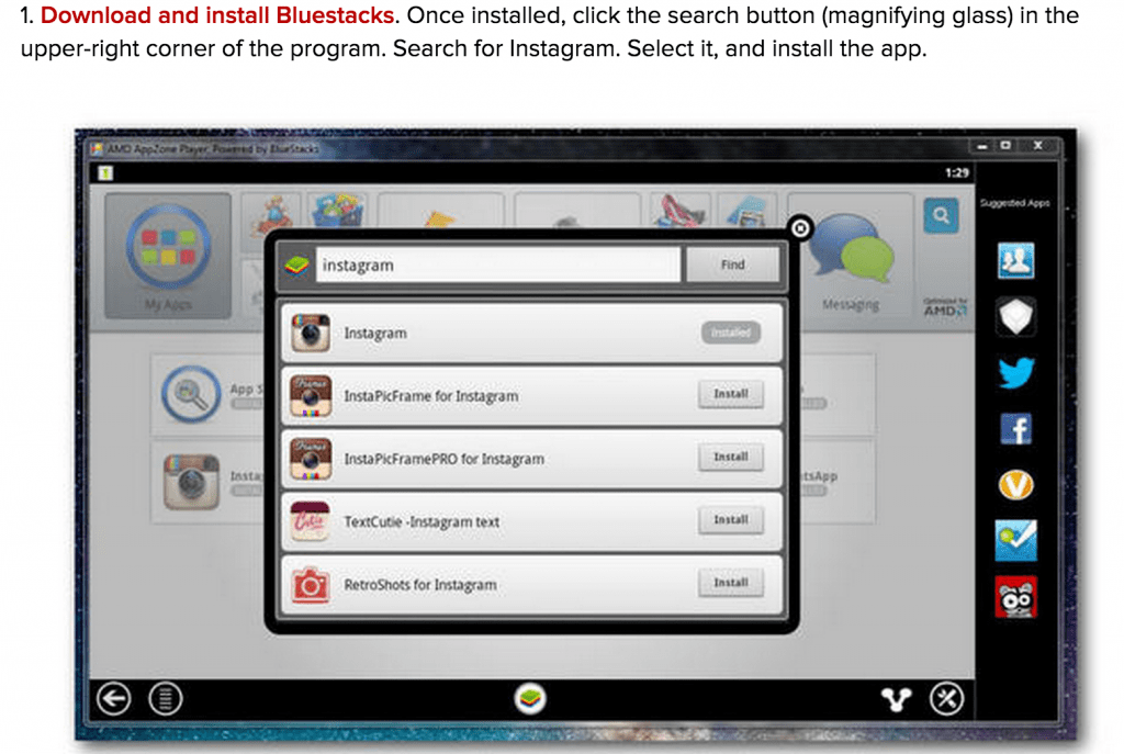 Using Instagram tools: How to setup Bluestacks for Instagram from CNet