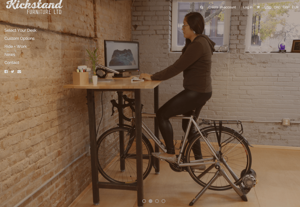 Standing Desk: Kickstand bike desk