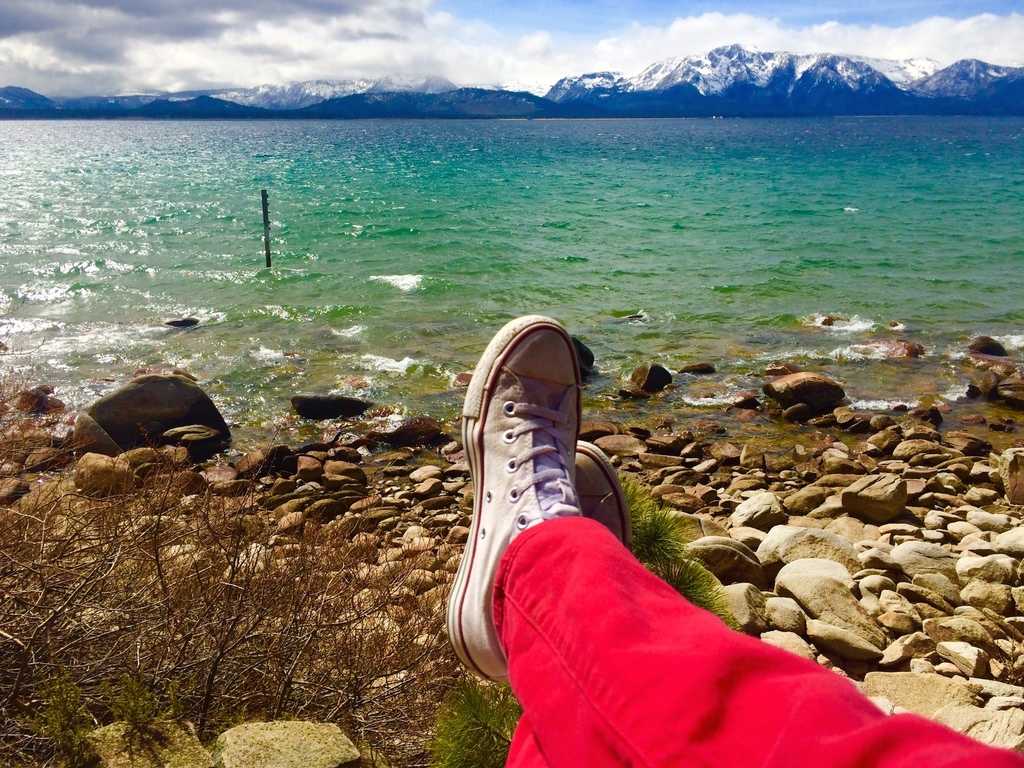 Relaxing by Lake Tahoe in the afternoon