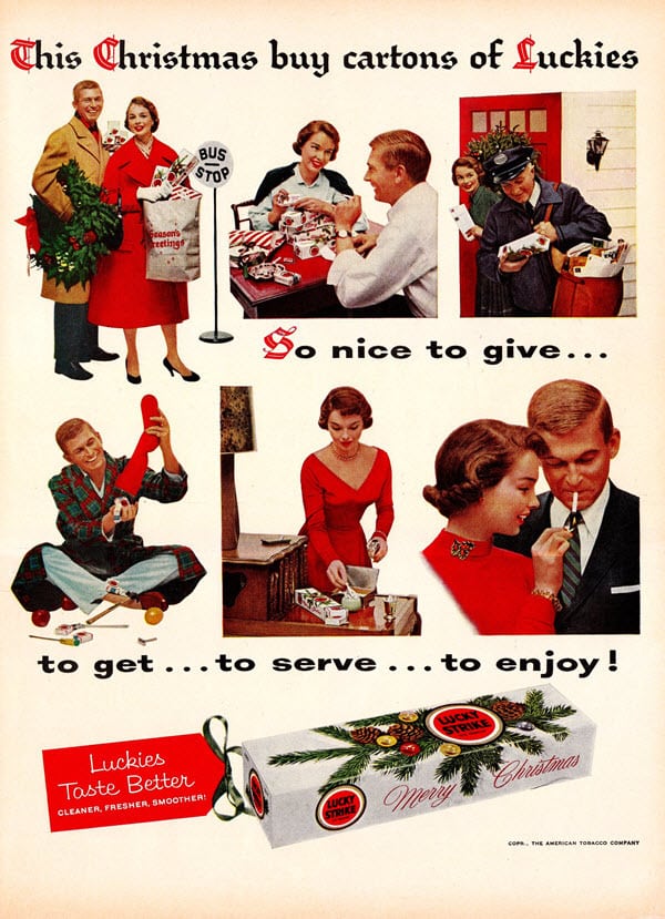 Vintage holiday ads: Cigarettes as stocking stuffers