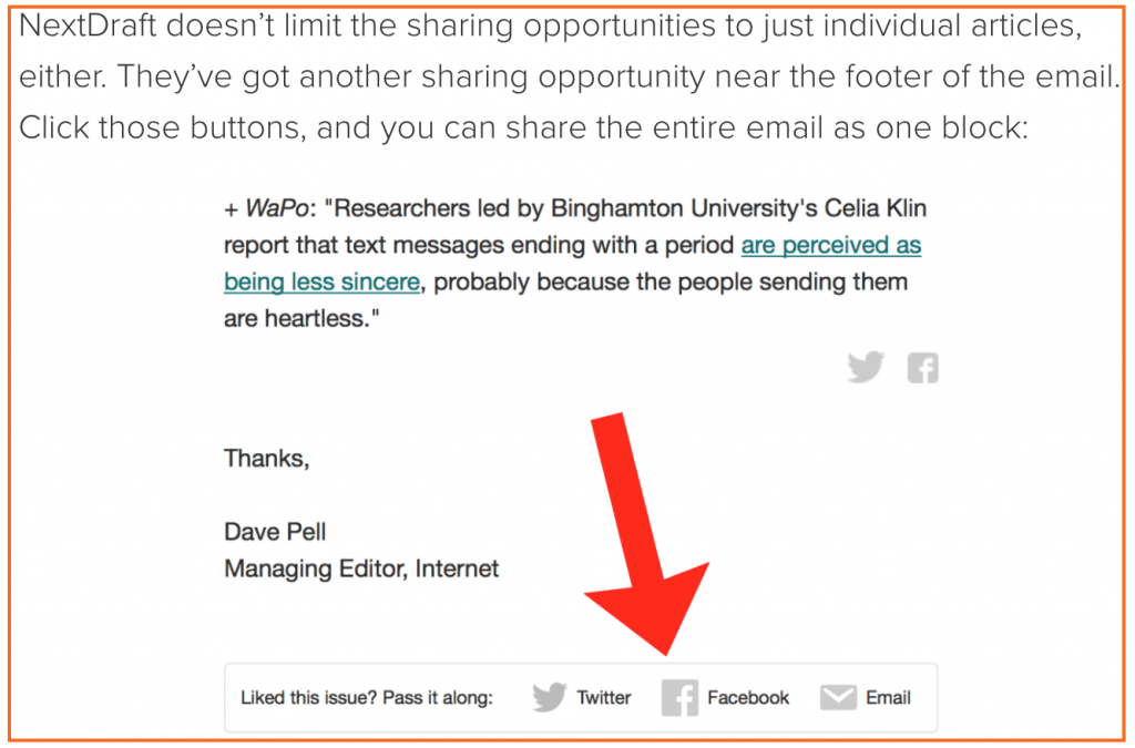 Example of NextDraft Social Media Icons in email