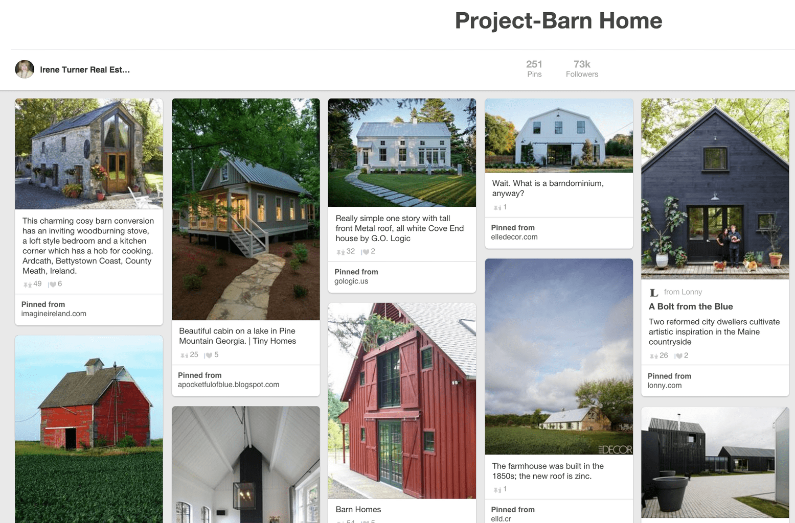 How Does Pinterest Work? Example of Pinterest board for barn homes.