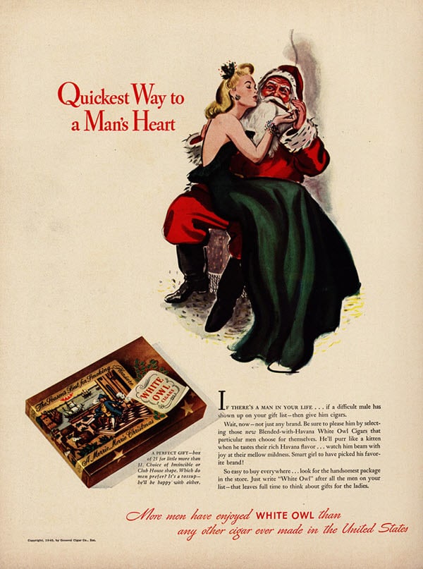 Vintage holiday ads: Mrs Clause and Santa