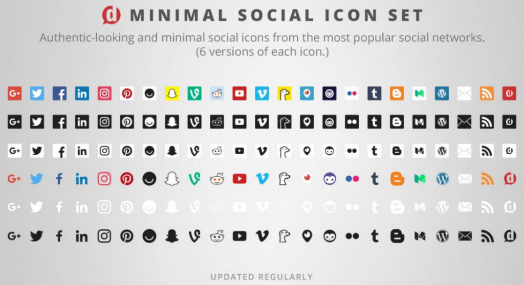 Minimum social media icons set from the most popular social networks