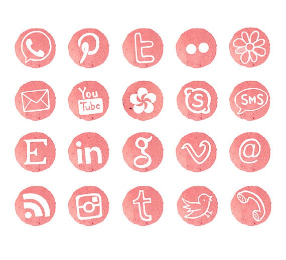 Examples of Watercolor Social Media Icons 