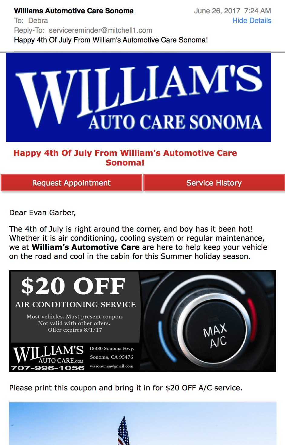 Williams 4th of july social media sale