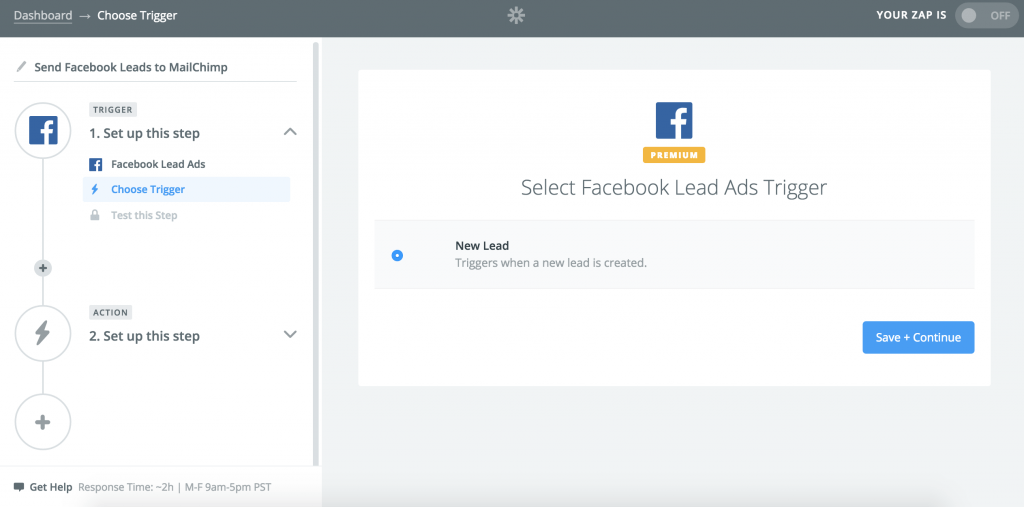 Zapier Facebook Lead Ads Integration zap 2