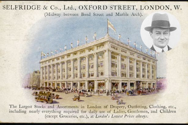 the customer is not always right: Postcard advertising Selfridge's grand opening, Harry Gordon Selfridge.